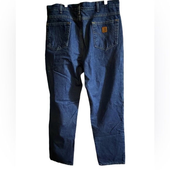 Men's carhartt Flannel Lined Blue Jeans, Sixe 38x34, made in Mexivo. - Picture 2 of 5